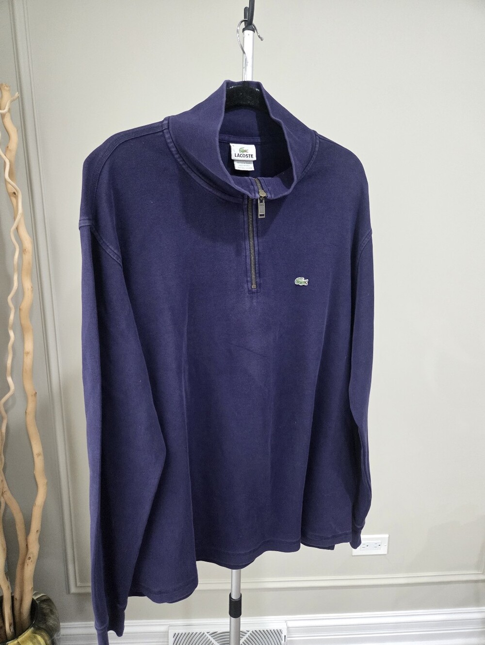 Lacoste Men's Navy Purple  Half-Zip Sweater Sz.XXXL